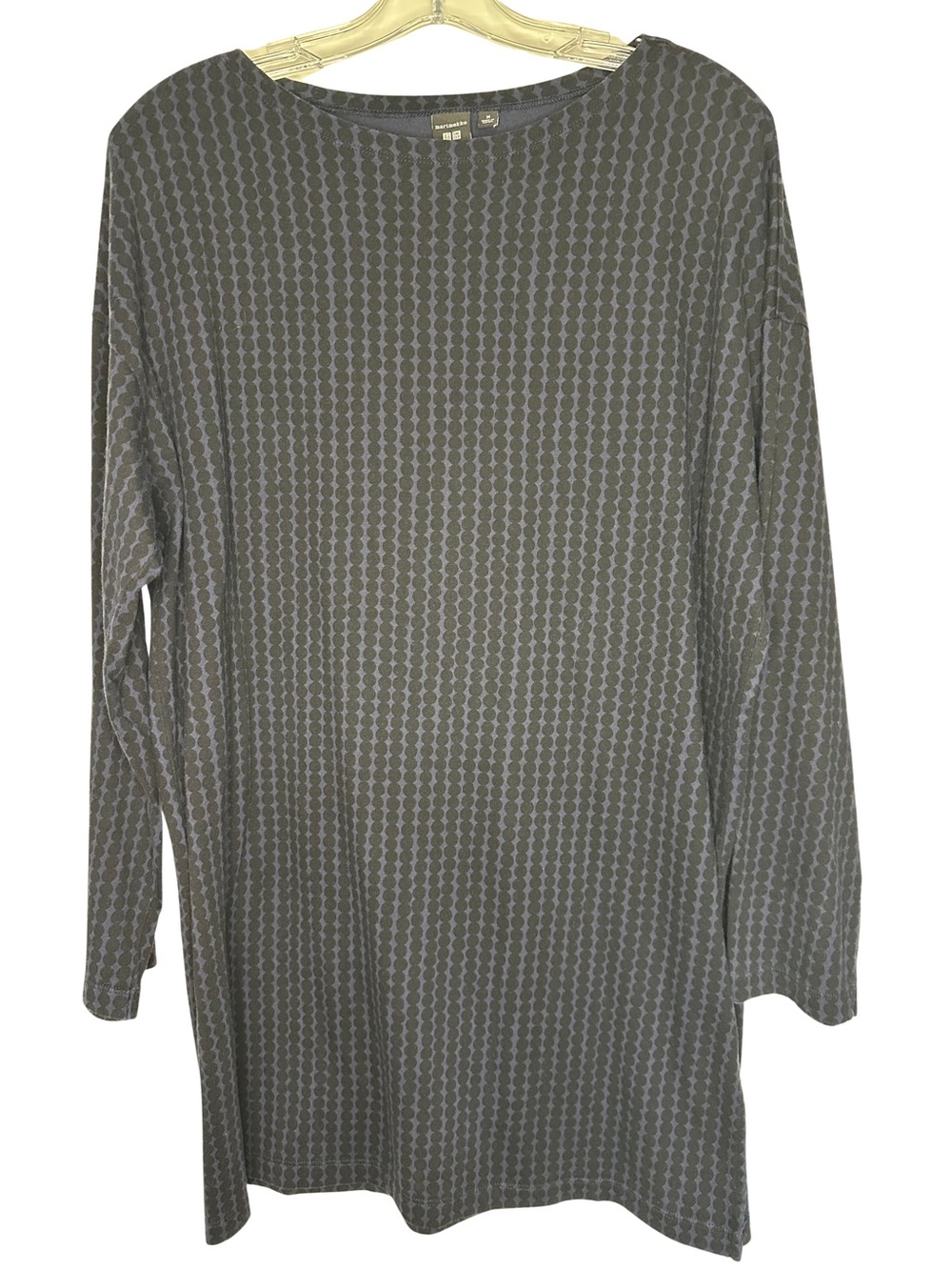 Marimekko Uniqlo Tunic Top Sz M Navy Black Dot Print Long Sleeve
